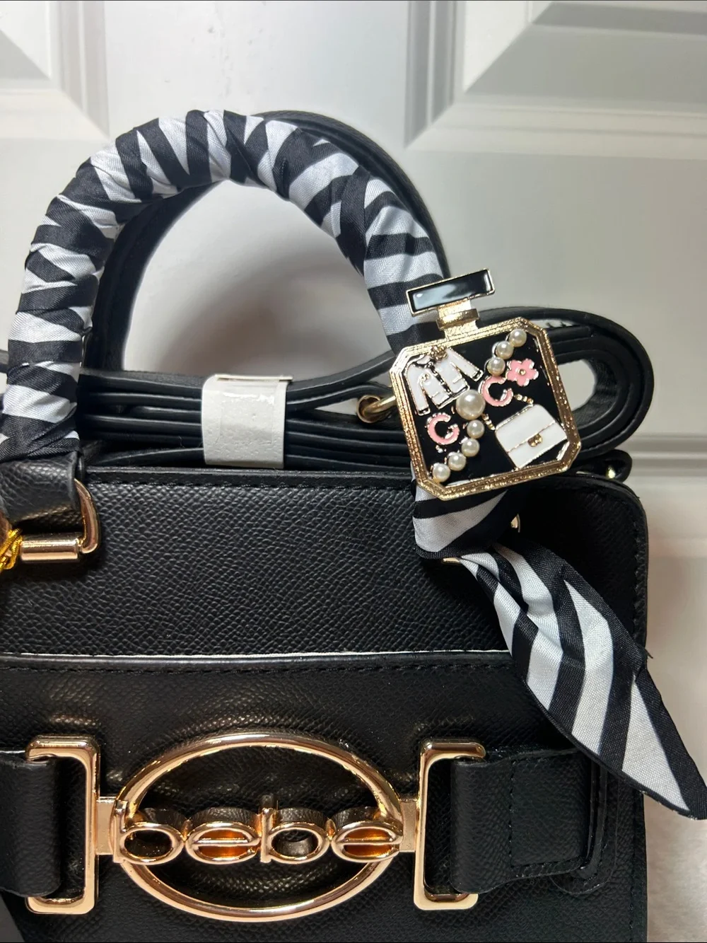 Smart bebe Leilani Satchel Crossbody Option and Scarf with Decorative Pin